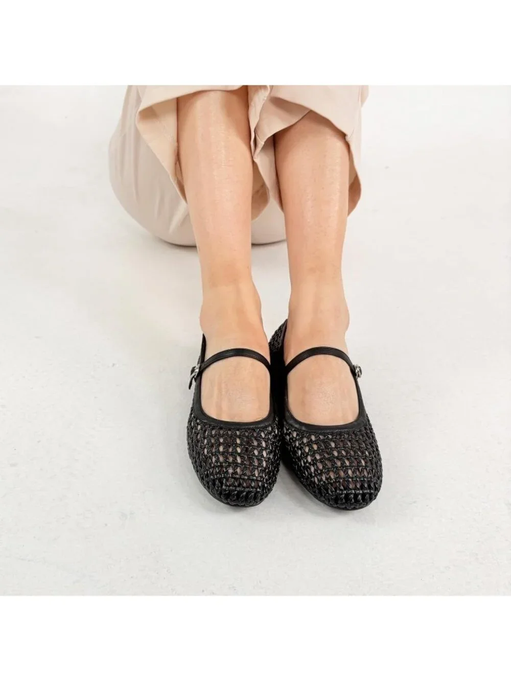 Women's Ballet Flats Faux Leather Black Mary Jane with Buckle Strap Shoes - Picture 6 of 6